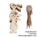 Set di ciondoli a forma di coniglietto pasquale in legno fai-da-te con spago di iuta - Stile Coniglio in Piedi / Confezione da 10 / Ciondolo di Pasqua