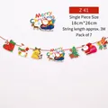 Festive Christmas cartoon banner garland set with 7 character pieces and 3M long rope - Santa Reindeer Bell Style (Z-41)