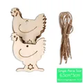 Unfinished chicken shaped wooden pendants for DIY Easter crafts with natural hemp ropes - Hen Style / 10 Pieces Pack / Easter Pendant