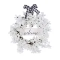 Eleganter weißer künstlicher Blumenkranz mit Willkommensschild und schwarz-weißer Schleife - Simulierte Weiße Florale Willkommens-Türhängung / 45cm