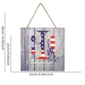 Plaque en bois USA Jour de l'Indépendance avec dimensions, carré de 25x25 cm - Panneau Suspendu Anniversaire Carré (Panneau Jour Indépendance B)