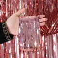 Roségoldener Laser-Glitzervorhang mit Herzmuster für romantische Hochzeits Hintergrunddeko - Herz hohl / 100cmx250cm / Roségold