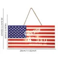 Independence Day wooden hanging sign with US flag pattern and size marks - Happy 4th July Rectangle (Independence Day Sign D)