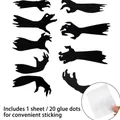 Set d'autocollants main de fantôme en feutre pour Halloween avec 20 pastilles adhésives - Ensemble de Mains Fantômes (Décoration en Tissu Non Tissé Halloween) / Ensemble de Mains Fantômes en Tissu Non Tissé (Inclut 20 Points de Colle)