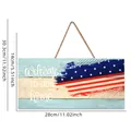Rustic Independence Day wooden hanging plaque with US flag and Welcome home message - Welcome To Our Home Vintage (Independence Day Sign H)