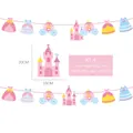 Ghirlanda di carta a tema principessa con castello e carrozza rosa per feste di compleanno - Carrozza da Sogno (KT-4) / Confezione da 3 Metri