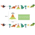 Dinosaur themed birthday banner made of thickened paper with red string, total length 3m. - Cartoon Dinosaur (KT-7)