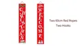 Red non-woven Christmas door banners set with Welcome text and hanging accessories - Christmas Couplet Set / Santa Claus Style (CC-SDML-001)
