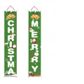 Green non-woven Christmas porch banners with Merry Christmas lettering and festive motifs - Christmas Couplet Set / Green Christmas Bell Style (CC-SDML-005)