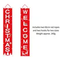Red Christmas door banners with Welcome and Christmas text for holiday party decor - Christmas Couplet Set / Red Classic Welcome Style (CC-SDML-007)
