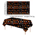 Nappe d'Halloween en PE imperméable avec motifs citrouilles et fantômes, 137x274cm - Nappe Citrouille d'Halloween 137*274cm