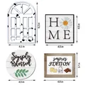Set di 4 insegne decorative in legno stile rustico per vassoio a più livelli con misure - Tema Finestra