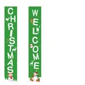 Green Christmas porch banners with snowman and reindeer patterns, including accessories - Christmas Couplet Set / Green Classic Welcome Style (CC-SDML-008)