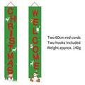 Non-woven Christmas porch banners with snowman and reindeer designs, pair of 2 signs - Christmas Couplet Set / Green Style with Red Text Snowman (CC-SDML-009)