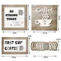 Set di 4 targhe decorative in legno a tema caffè per decorazione cucina rustica - Ora Del Caffè