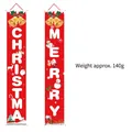 Merry Christmas porch banners with Santa and snowman motifs for outdoor holiday decoration - Christmas Couplet Set / Red Classic Merry Style (CC-SDML-011)
