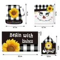 Set di 4 targhe decorative rustiche in legno con girasoli e dimensioni - Girasole