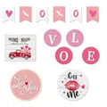 Set di cartelli in legno per vassoio di San Valentino con dimensioni dettagliate - Tema Cuore XOXO
