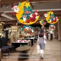 Decorative Christmas hanging ornament with Santa and reindeer for festive mall ceiling decor - Moon Snowy Cabin Style (HY-SG-11)