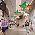 Star-shaped Christmas hanging ornaments with Santa and reindeer motifs for mall decor - Penguin Reindeer Santa Mix (HY-SG-12)