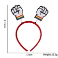 Cerchietto con pugno arcobaleno per feste con dettagli su peso e dimensioni inclusi - Stile Pugno Pride
