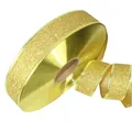 High-quality close-up detail of 3.8cm gold glitter Christmas ribbon with sparkling powder texture - 2 Meters / Gold