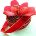 Close-up of red velvet Christmas ribbon with gold wired edges for tree decoration - 2m Gold Edged Velvet Ribbon
