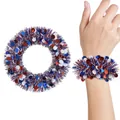 Fiore da polso in tinsel patriottico rosso bianco blu per il Giorno dell'Indipendenza - Disco Piatto / Stile Disco Tondo Rosso Bianco Blu