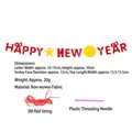 Red Happy New Year non-woven banner set with 3m rope and needle for festive decor - Happy New Year Banner / Includes Red Rope and Needle / Yellow