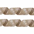 Weihnachtsband aus natürlichem Sackleinen mit weißem Schneeflockendruck, 6 cm breit - 1m