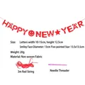 Red non-woven fabric Happy New Year banner set with 3m red string and plastic needle - Happy New Year Banner / Includes Red Rope and Needle / Red Series