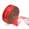 Red Christmas ribbon with gold Merry Christmas print for gift wrapping, 6.3cm wide - 6.3cm*200cm English Letter Ribbon