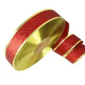 5cm breed rood glitter kerstlint met gouden metallic randen voor feestelijke decoratie. - 5 cm breed / Rood Gouden Rand