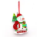 Festive snowman Christmas hanging decoration with Happy Holiday greeting text tag - Snowman with Gift Style (XG-9)