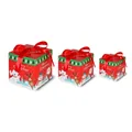 Set decorativo di 3 scatole regalo di Natale con motivi di Babbo Natale e renne - Stile Scena di Neve / Set da 3 pezzi