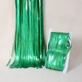 Detail of metallic green foil fringe curtain for party decoration on textured background - 1*2M / Green