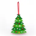 Festive green glitter foam Christmas tree hanging tag with colorful holiday patterns - Christmas Tree Style (XG-12)