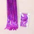 Detail view of metallic purple tinsel curtain for party background decoration - 1*2M / Rose Red