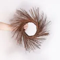 Detailed close-up of a brown natural twig sunburst wreath for Halloween DIY party door decor - Sunburst Style / 40x43cm