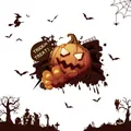 Detailansicht von Halloween-Fensteraufklebern mit Kürbis- und gruseligen Fledermausmotiven - HYW-14 Stil / Einzelrolle