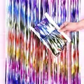 Regenbogen-Folienvorhang Fransen für Geburtstagsfeiern und glänzende Hochzeitshintergründe - 1x3 Meter / Batik Mehrfarbig