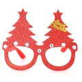 Red glitter Christmas tree party glasses with rhinestones and Merry Christmas sign. - Red Christmas Tree Style