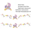 Dettagli della ghirlanda di carta con unicorno e castello con specifiche e dimensioni. - Serie Castello di Unicorno (KT-1) / Set da 7 pezzi