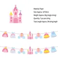 Striscione di carta principessa rosa con castello e vestiti per festa di compleanno - Stile castello da sogno (KT-4)