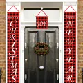 Dettaglio di striscioni natalizi a quadri rossi e neri con auguri di buone festività - Stile Buon Natale e Felice Anno Nuovo (CC-SDML-013)