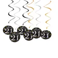 Elegante hangende slingers voor 21e verjaardag met zwarte Hello 21 glitter kaarten - 21e Verjaardagsstijl / Set van 6 / Zwart