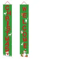 Christmas porch banner set including red ropes and hooks, 140g, green finish - Christmas Couplet Set / Green Style with Red Text Snowman (CC-SDML-009)