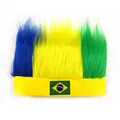 Brasiliens Flaggen Fußball Fan Perücke Stirnband mit blau gelb und grünem Kunsthaar - Brasilien-Stil (Nur Perücke)