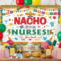Feestelijke Mexicaanse themafeest achtergrondbanner met "Nacho Average Nurses" tekst - Dag van de Verpleging Stijl (HYRBJ-042102) / 95x75cm / Kleurrijk