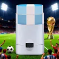 Detailed view of tricolor face paint stick for football fans in stadium with world cup trophy - World Cup Fan Face Paintings - Argentina